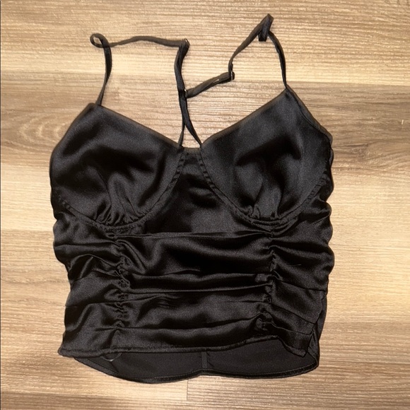 Elegant Black Ruched Women's Top - Picture 1 of 3